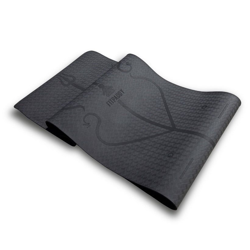 FITPADDY - Tappetino Yoga Pilates Fitness in TPE nero 16x16x62 cm