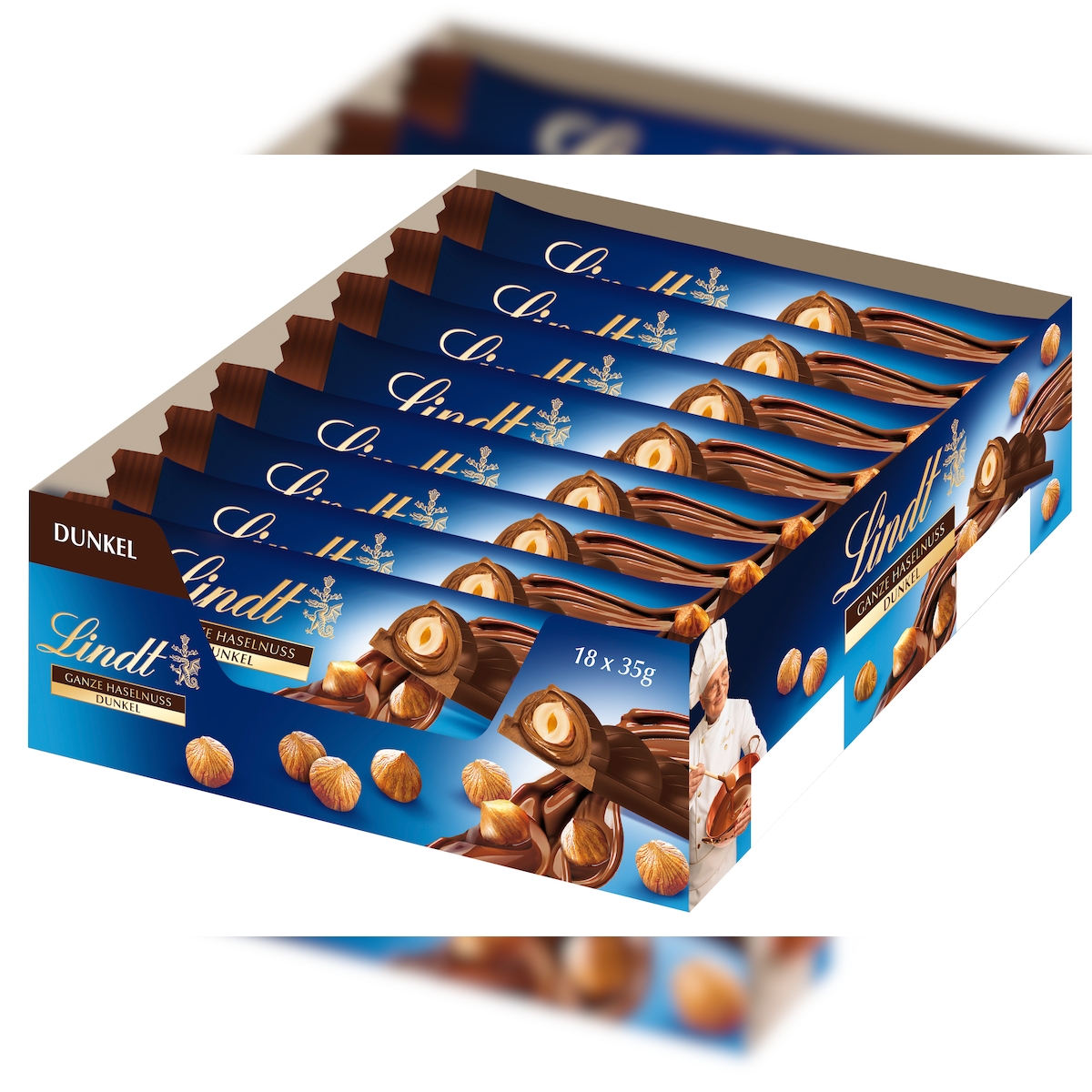 Lindt Nuss Deluxe Riegel, Dunkel 18 x 35 g (630g) Image