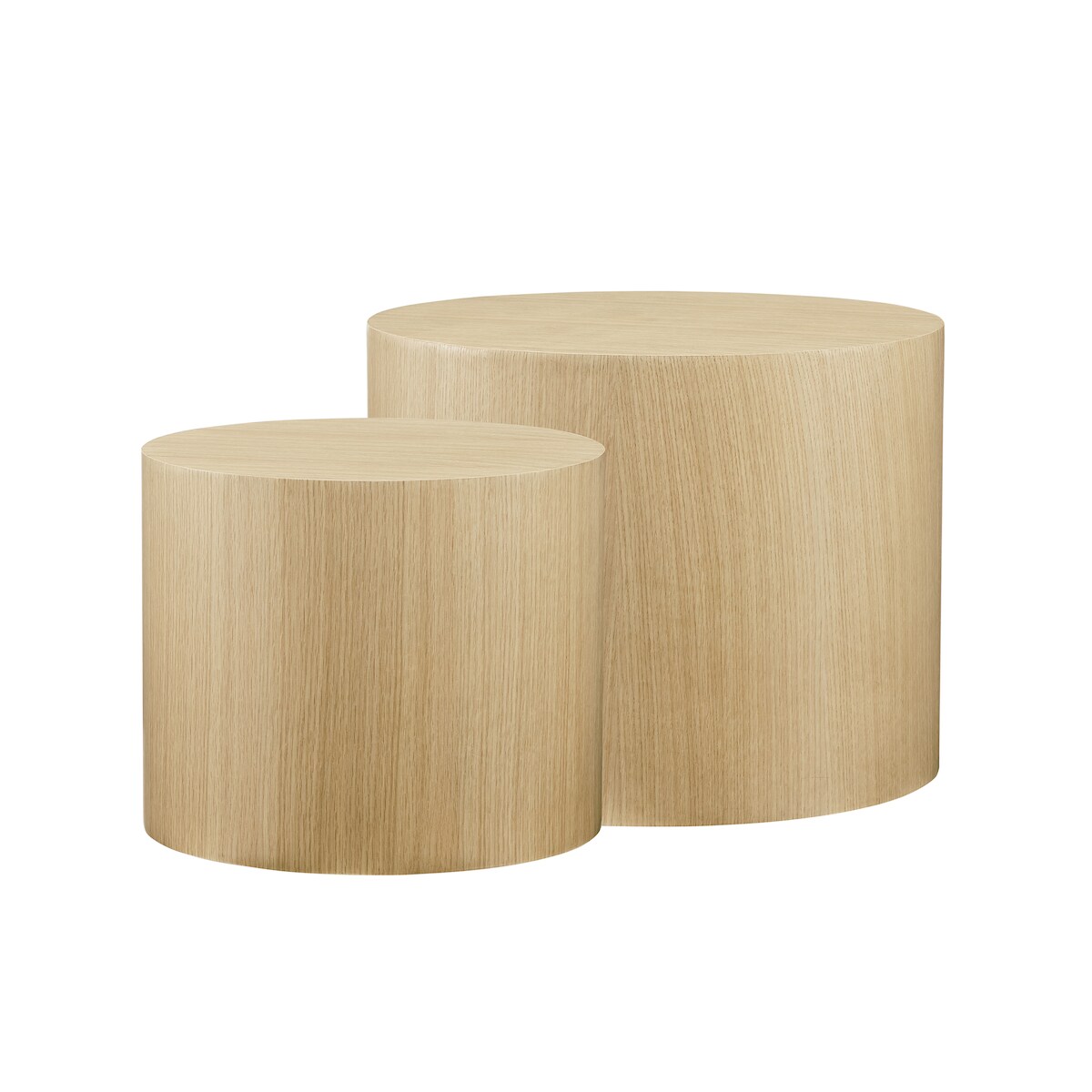 SalesFever Couchtisch 2er-Set | rund | MDF mit Eichenholzfurnier | B 48/38 x T 48/38 x H 38/32 cm | Natur Image