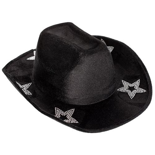 Chapeau de cowboy ""étoiles"", argenté/noir