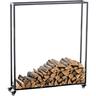 DELUKE® Kaminholzregal innen Metall BETTA mit Rollen, 25x100x150 Brennholzregal innen Kaminholzständer Kaminholzhalter Feuerholzregal