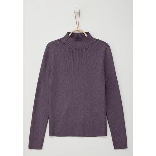 Rollkragenpullover S.OLIVER JUNIOR Gr. 170/176, lila (plum) Mädchen Pullover mit metallisierten Fasern