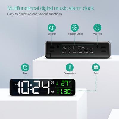 Digital Clock Large Screen Led Alarm Clock 10.5 Inch Wall Clock For Living Room Office Bedroom Decor With Led Electronic Date Temp Display Automatic Brightness Smart Modern Desk Clock Nice Gift For Kids Students Adult