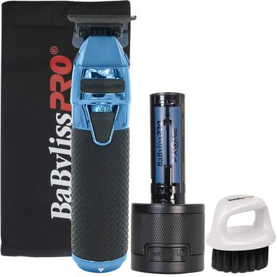 BaByliss Pro FXONE BLUEFX All-Metal Interchangeable-Battery Trimmer FX799BL + BaByliss Pro Clipper Trimmer Pouch + Neck Brush