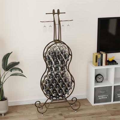 Cello Shape Freestanding Wine Rack with Storage Bottle