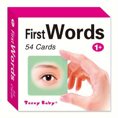 TEMU 1 Box Of 54 English Children's Object Word Learning Cards, 54 Different Object Image Cards And Corresponding Word Learning Cards, Rounded Design That Does Not Hurt Hands Image