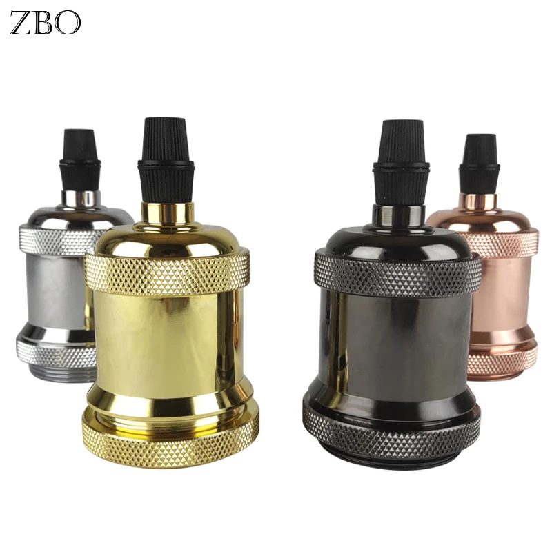 Edison – Base de lampe rétro en aluminium, douille de lumière, raccords de lumière, tête de lampe or/argent/Bronze/noir, support de lampe Vintage E27