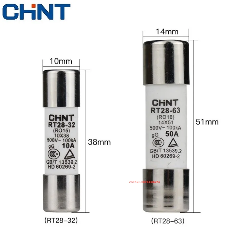 CHINT RT28-32 (RO15) 10X38 RT28-63 (RO16) 14X51 500V 2A 10A 16A 20A 25A 32A 40A 50A 63A Keramik-Sicherungseinsatz Sicherungskern-Kit Image