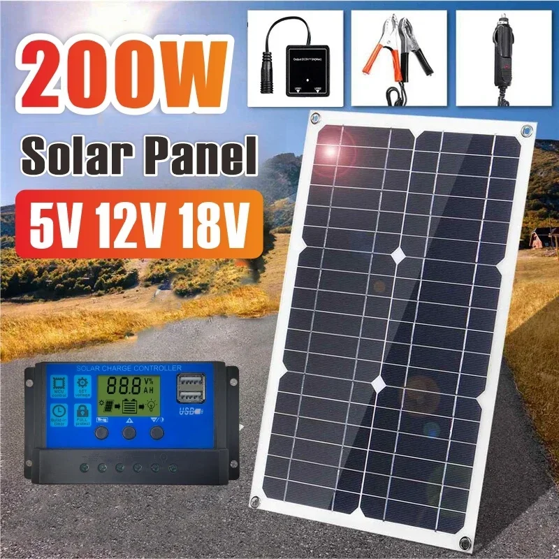 200w Solar panel 12V flexibles Batterie ladegerät Dual USB 5V mit 100a Controller Solarzellen Power Bank für Telefon Auto Yacht RV Image