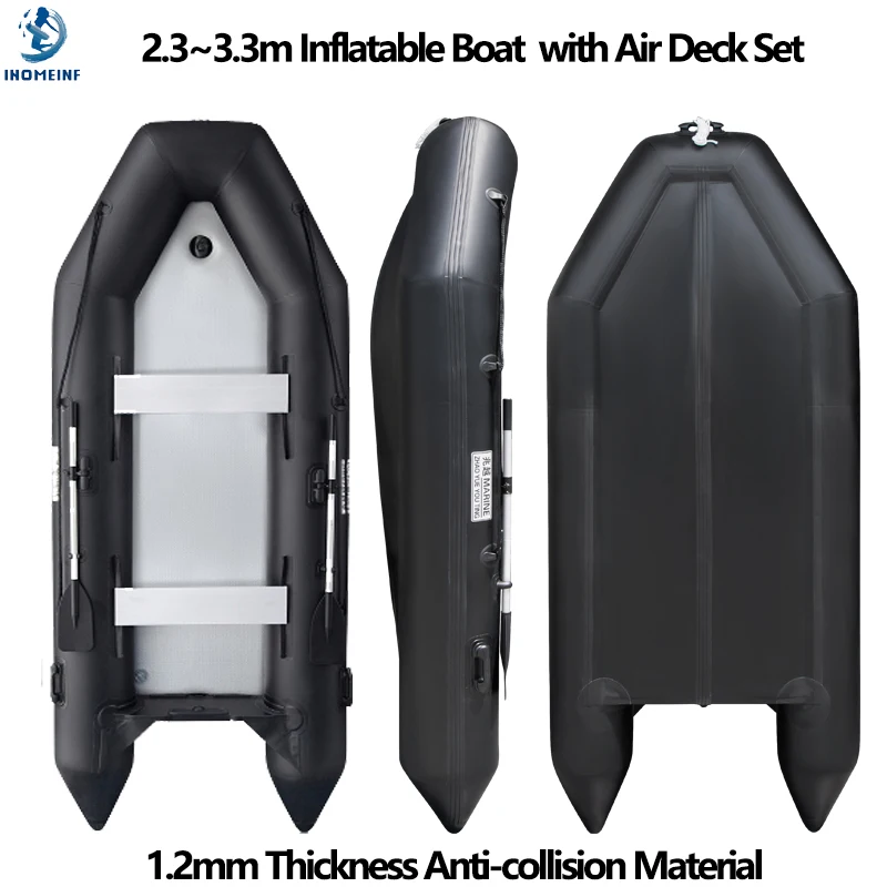 2,3 ~ 3,3 m Aufblasbare Fischerboot PVC Angriffsboote mit Air Deck 1,2mm Anti-kollision Geschwindigkeit Floß Kajak Rudern Zubehör Image