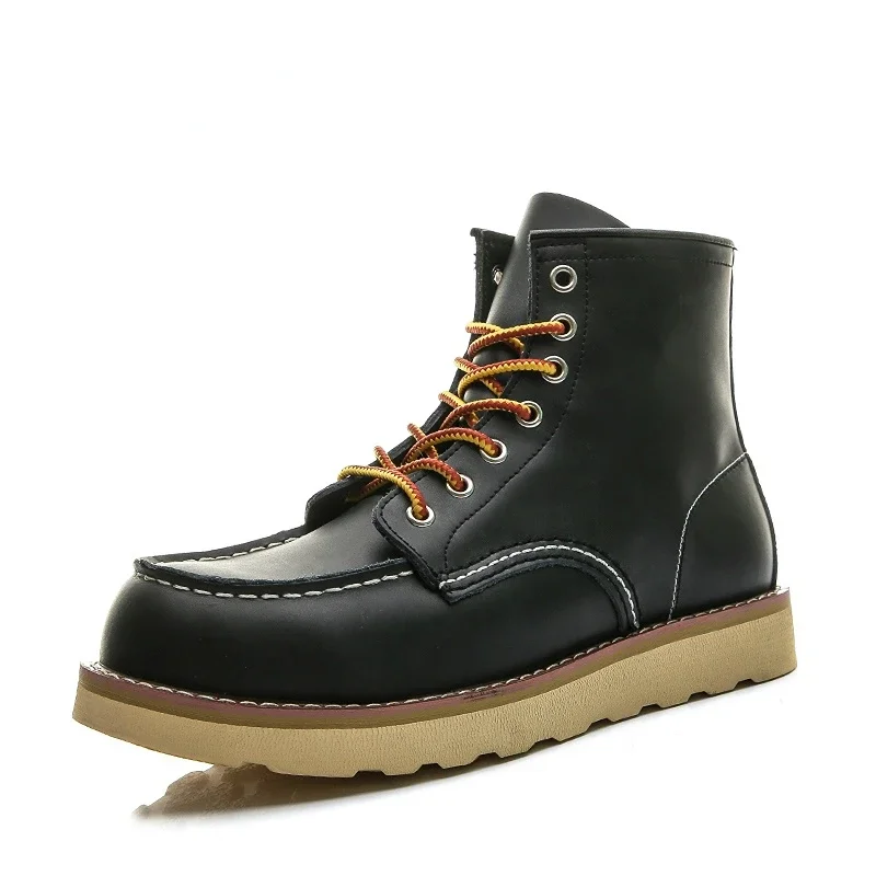 Rot Schwarz Winter Herren Schuhe Wüste Warm Halten Vintage Kultur Rookie Männer Echtes Leder Motorrad Stiefel Männer Western