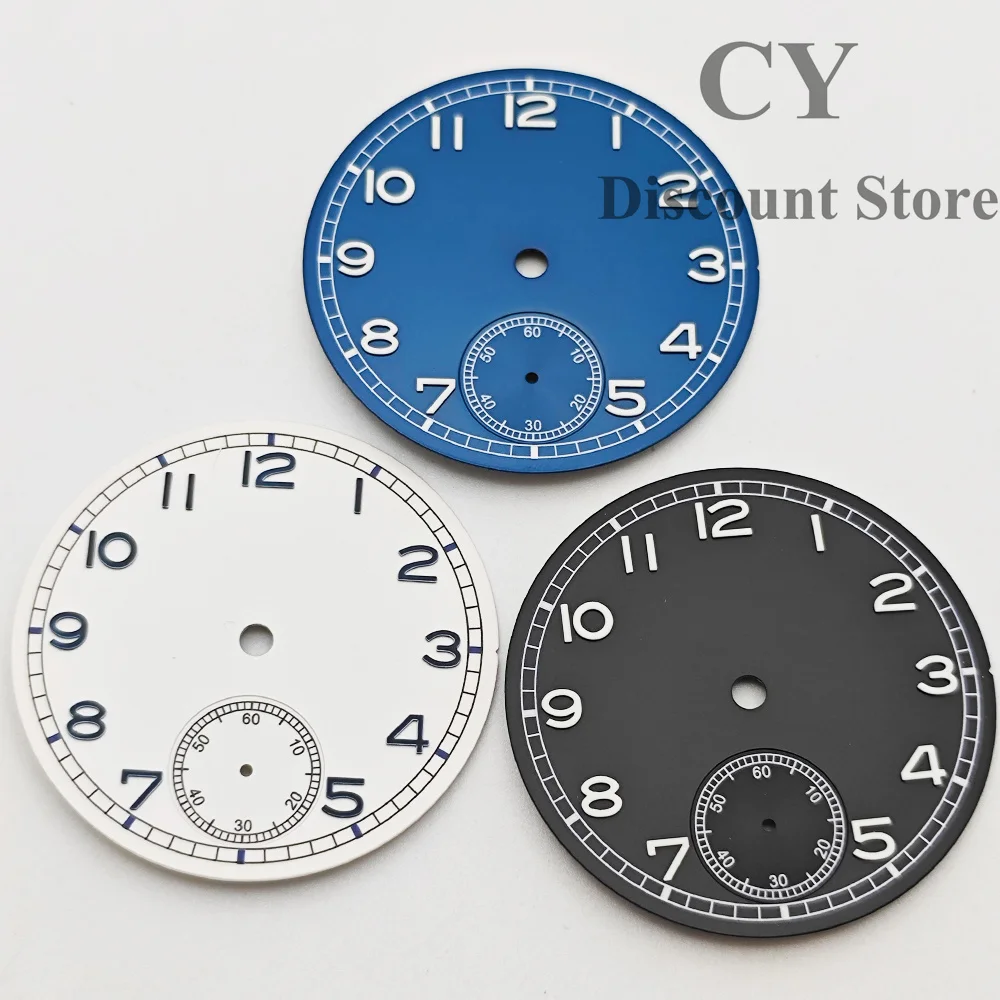 6498 Zifferblatt Schwarz Blau Weiß 37 mm Zifferblatt Grün leuchtendes Zifferblatt passend für ETA 6498 Seagull ST3621 Uhrwerk Image