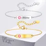 Vnox Kostenlose personalisierte Namens-Geburtsdatum-Armbänder für Babys, Mädchen und Jungen, verstellbare Kettenarmbänder, süßes Blumenarmband als Geschenk