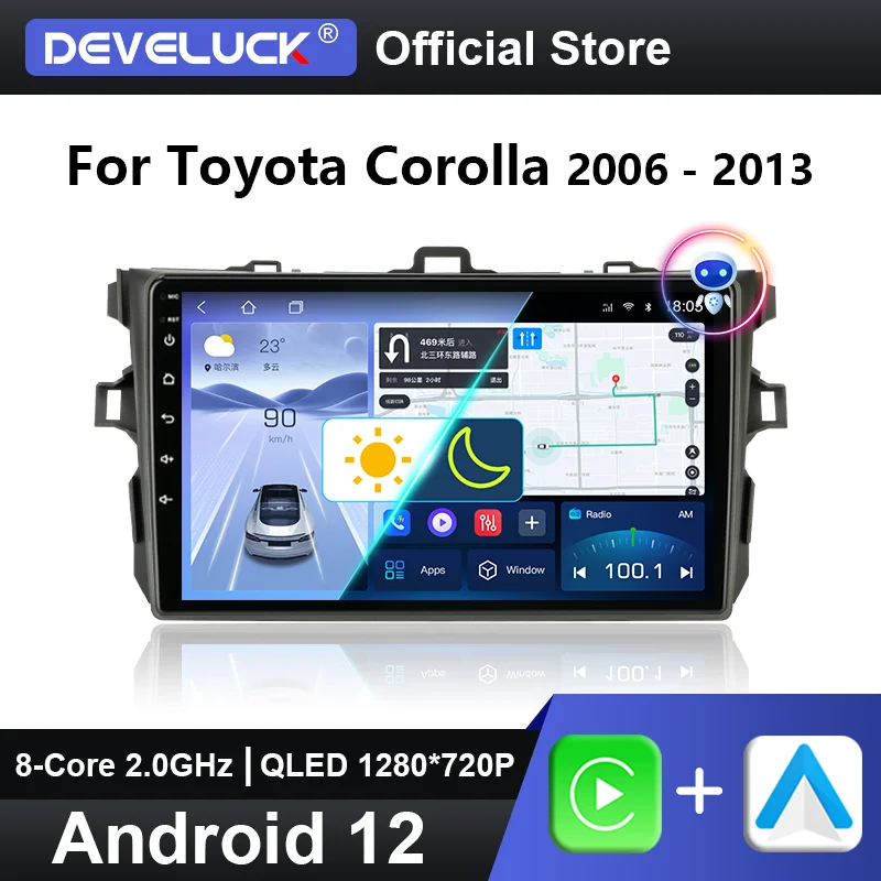 Android Auto Radio Für Toyota Corolla 2006 2007 2008 2009 2010 2012 2013 2 Din Carplay Multimedia Player Navigation GPS Kopf einheit Image