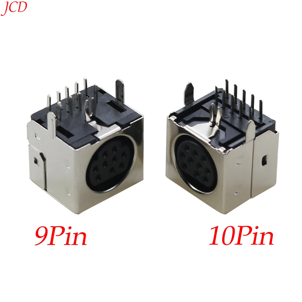 1 stücke lcd tv s-video 9 pin10pin mini din buchse stecker schild rechtwinklig durch loch mini kreisförmige din steckdose Image