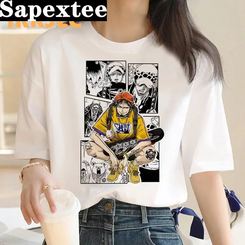 Trafalgar Law T-Shirt T-Shirt weibliche y2k Kleidung japanische Paar Kleidung weiß Vintage T-Shirt T-Shirt weiß T-Shirt