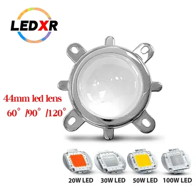 Hochleistungs-LED-Cob-LED-Linse 20-100 Watt Lampen perlen linse 44-mm-Glaslinse dreiteiliges Set 60 Grad/90 Grad 120 Grad
