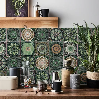 1/10/24 stücke wasserdichte Wanda uf kleber Retro Mandala Wanda uf kleber Dekoration Wohnzimmer Küche Bad Dekor PVC Fliesen Aufkleber Image