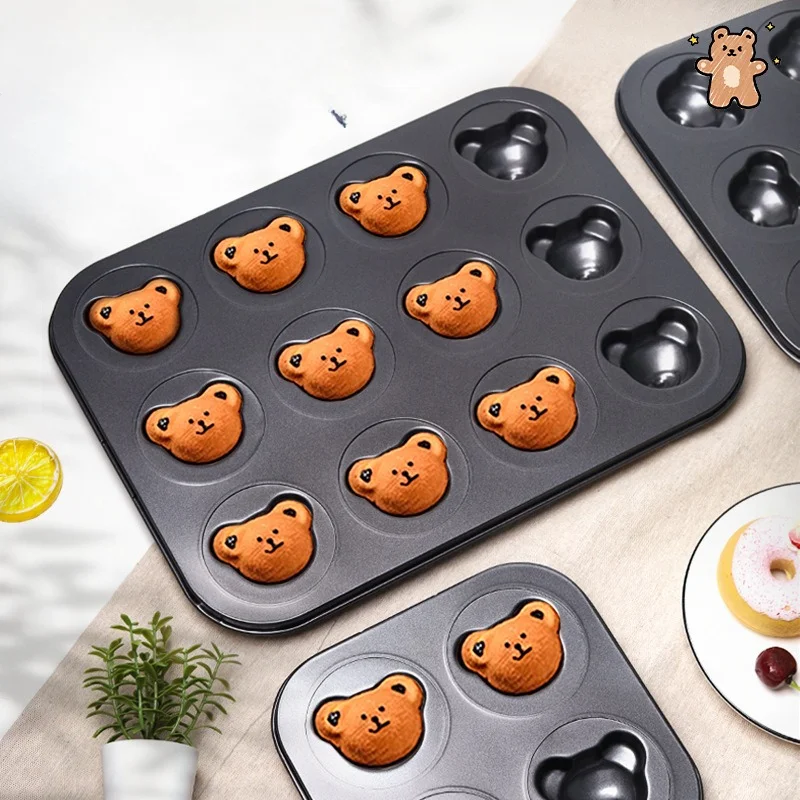 6–12 gleichmäßige Bärenform, Backform, antihaftbeschichtet, niedliche Süßigkeiten-Kuchenform, Werkzeug, Dekoration, Keks, Süßigkeitenform, Backzubehör Image