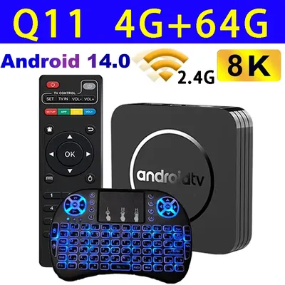 Q11 Original Android14 Smart TV Box 8K Ultra HD Google TV Media Player TV Box Voice Set Top Box 32G 64G Android14 TV Set Top Box
