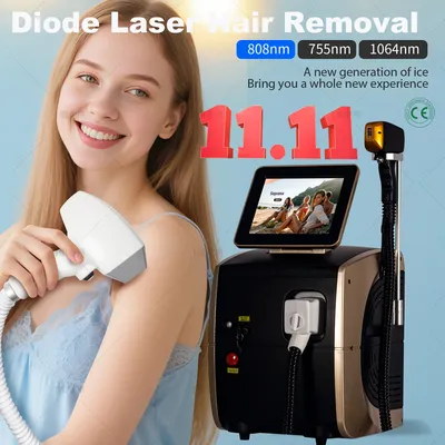 11,11 Neueste tragbare 808 nm Diodenlaser-Haarentfernungsmaschine Ice Titanium 3 Wellenlänge 3000 W schmerzloser permanenter Epilierer