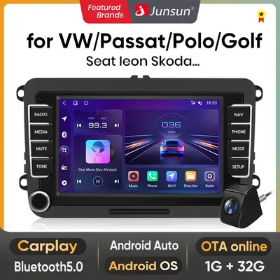 Junsun 7" Universal Carplay Android Auto Car Radio For VW Golf 5 6 Polo Passat B6 B7 Tiguan Seat With Camera DAB+ OBD2 Autoradio