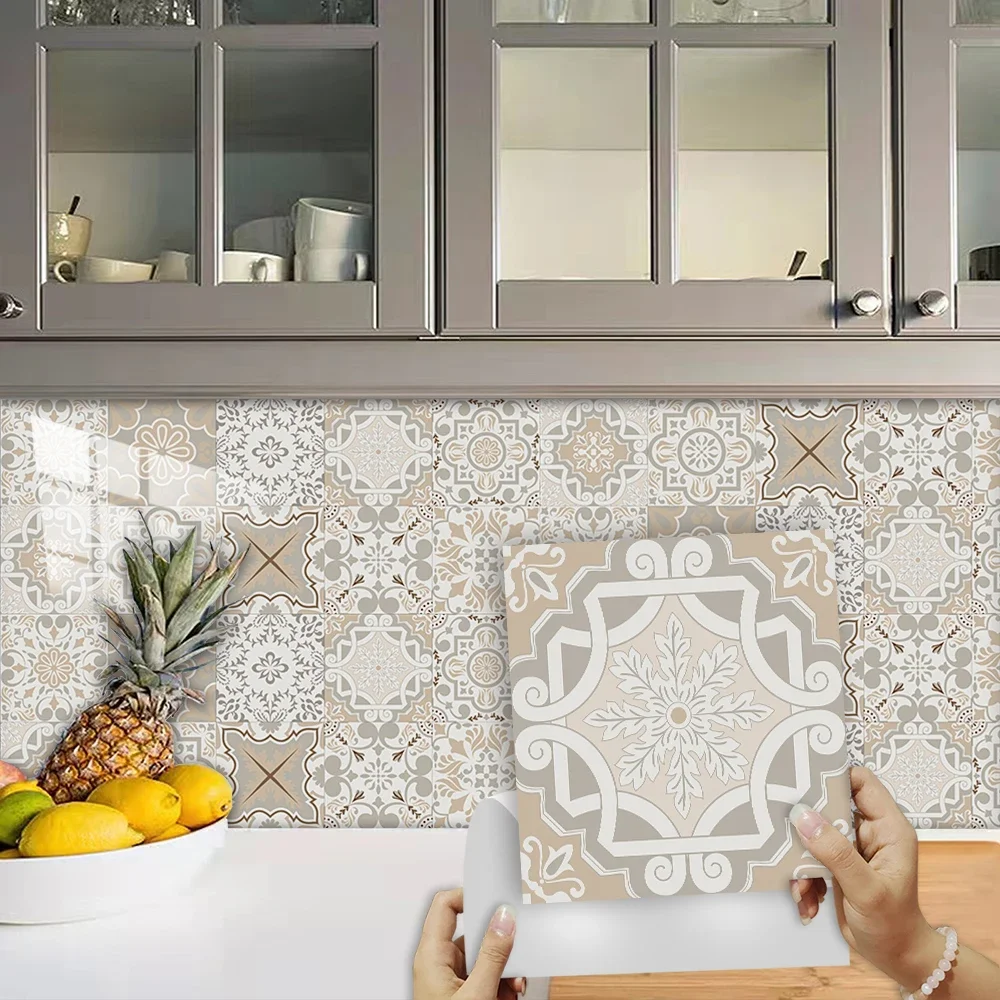 10 Stück/Set Portugiesische Fliesen-Aufkleber Küchenrückwand Ölfeste Schrank-Waschbecken-Aufkleber Abziehen & Aufkleben Wasserdichte Kunst-Wandtattoos