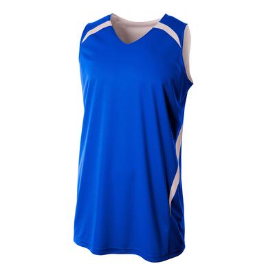 A4 N2372 Athletic Adult Performance Double/Double Reversible Basketball Jersey T-Shirt in Royal/White size Small | Polyester A4N2372