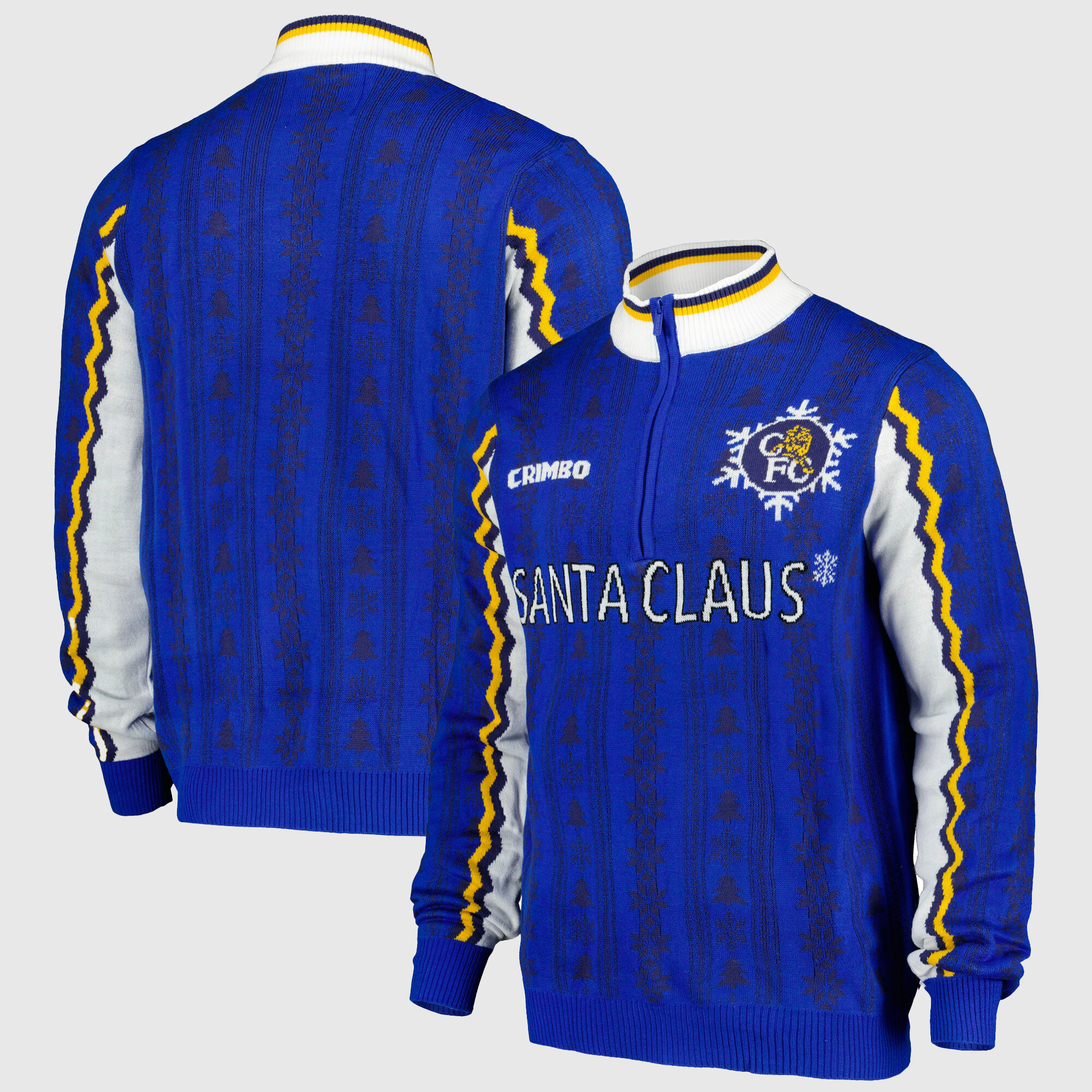 Chelsea Retro Fairisle Christmas-Pullover mit 1/4-Reißverschluss – Blau – Unisex Image