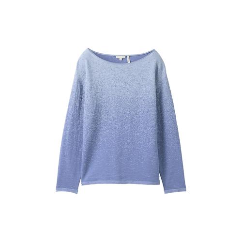 TOM TAILOR Damen Strickpullover mit Farbverlauf, blau, Farbverlauf / Dip-Dye, Gr. XL