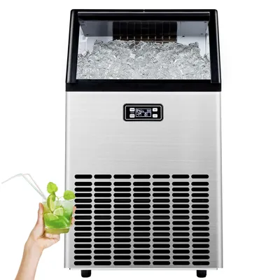 Commercial Ice Maker Machine, 101lbs/24H Stainless Steel Under Counter ice Machine with 32lbs Ice