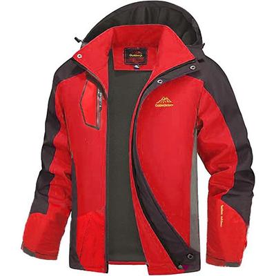 Men's Fleece Jacket Rain Jacket Raincoat Outdoor Waterproof Windproof Hiking Outfits Hiking Clothes Winter Autumn / Fall Windbreaker Patchwork Black Army Green Red