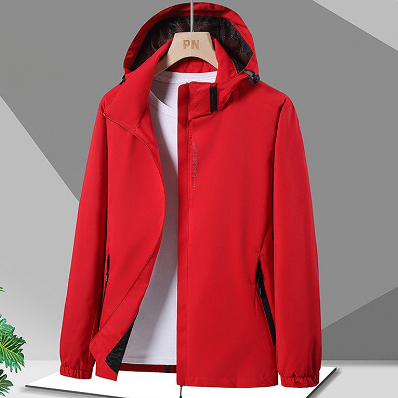 Men's Rain Jacket Outdoor Waterproof Windproof Hiking Outfits Hiking Clothes Spring Autumn / Fall Windbreaker Solid Color Dark Grey Black White