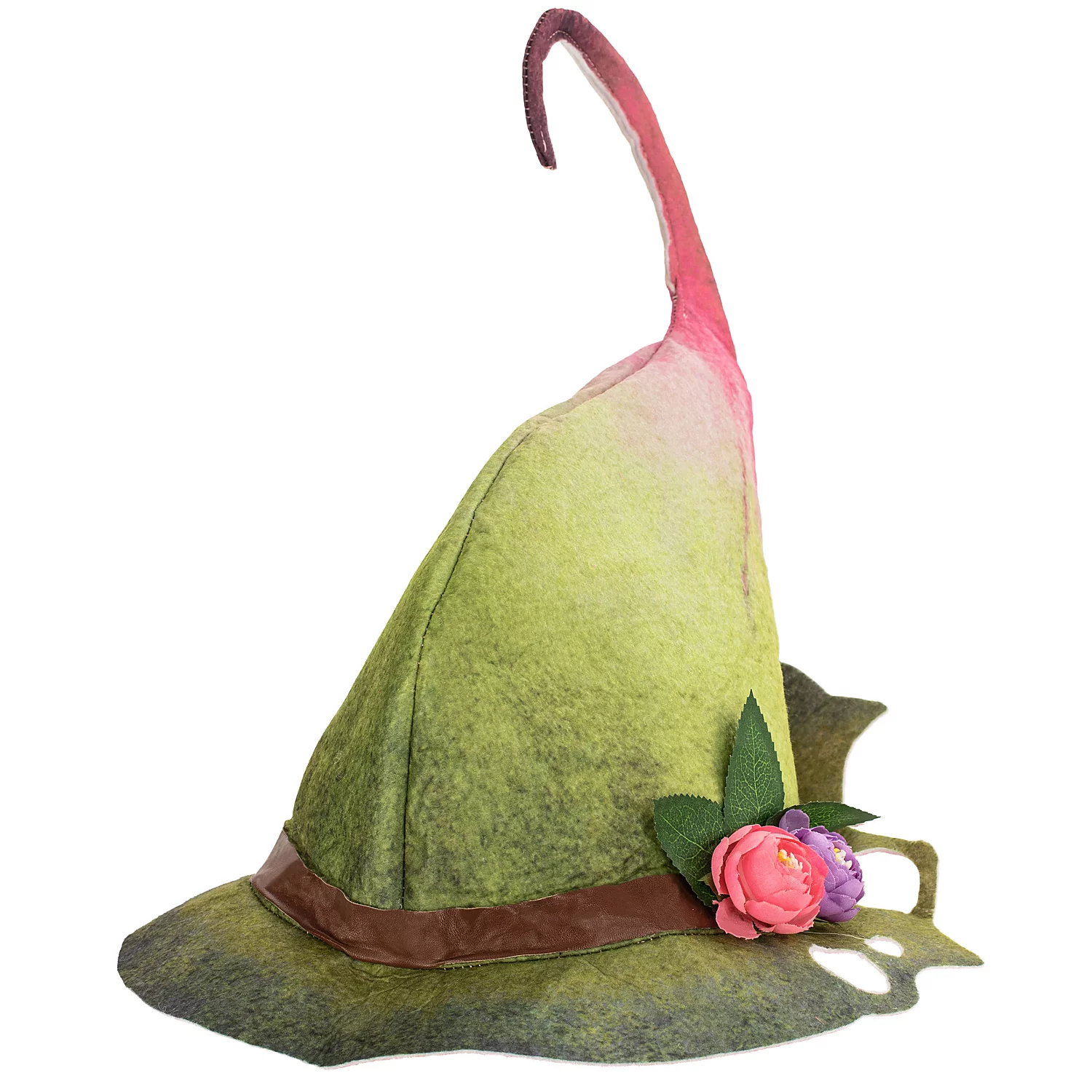 Chapeau "princesse des bois", vert/rose