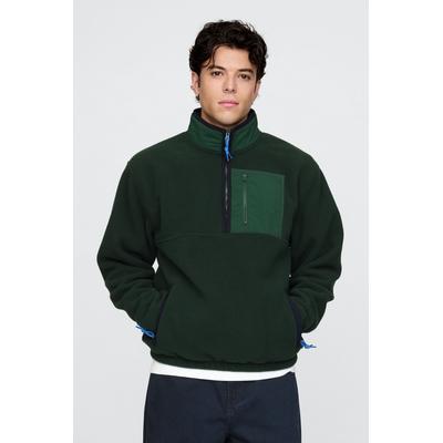 Gap Mens Green Sherpa Quarter-Zip Pullover Fleece - Green