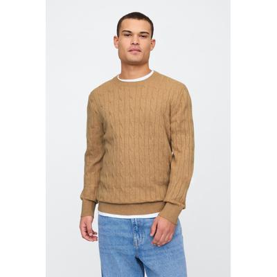 Gap Mens Beige CashSoft Cable Knit Crew Neck Jumper - Beige