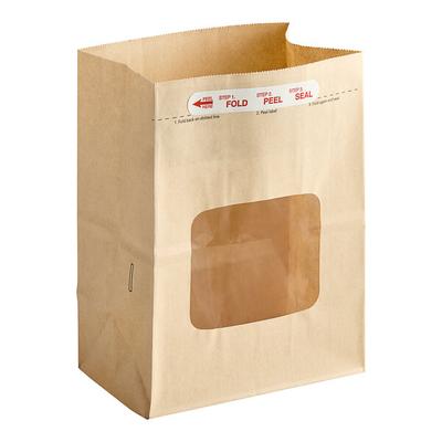 Bagcraft EcoCraft 8 1/4" x 5 1/4" x 10 3/4" Natural Bakery Bag with Window and Tac Seal - 250/Case