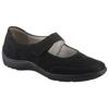 Riemchenballerina WALDLÄUFER "HENNI", Damen, Gr. 7,5 (41), schwarz, Nubukleder, sportlich, Schuhe, Slipper, Bequemschuh, Klettschuh in komfortabler Weite H (=sehr weit)