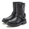 Bikerboots LASCANA, Damen, Gr. 38, schwarz, Obermaterial: 100% Lederimitat. Futter: 100% Lederimitat. Decksohle: 100% Lederimitat. Laufsohle: 100% Synthetik, unifarben, casual, Schuhe, mit trendigen Zierschnallen, Stiefel, Stiefelette