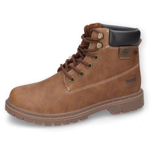 Schnürstiefel DOCKERS BY GERLI Gr. 43, braun (cognac) Herren Schuhe Worker Boots, Hiking Schnürboots mit Blockabsatz