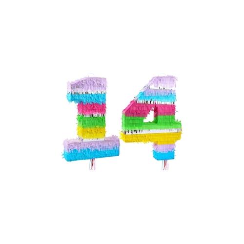 Pinata Zahl 14 bunt pastell