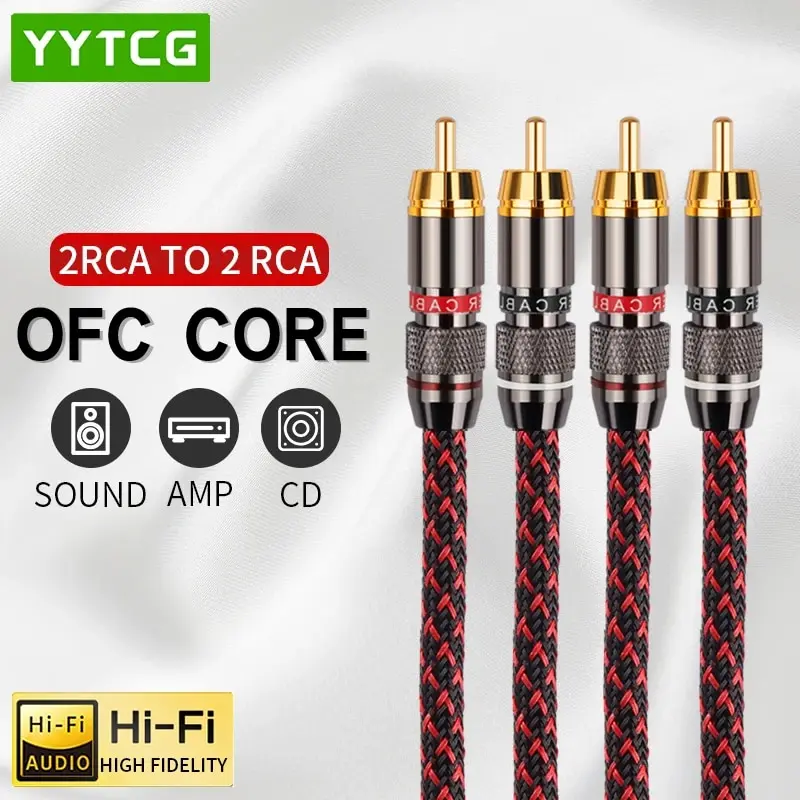 YYTCG 1 Coppia Cavo Audio RCA 2 Cavi di Interconnessione RCA a 2 RCA HIFI Stereo 4N OFC Maschio a Maschio Per Amplificatore DAC TV Car Audio