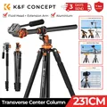 K&F Concept Treppiede con testa fluida da 91 pollici/2,3 m Treppiede video Monopiede reversibile staccabile Colonna centrale trasversale Treppiede orizzontale