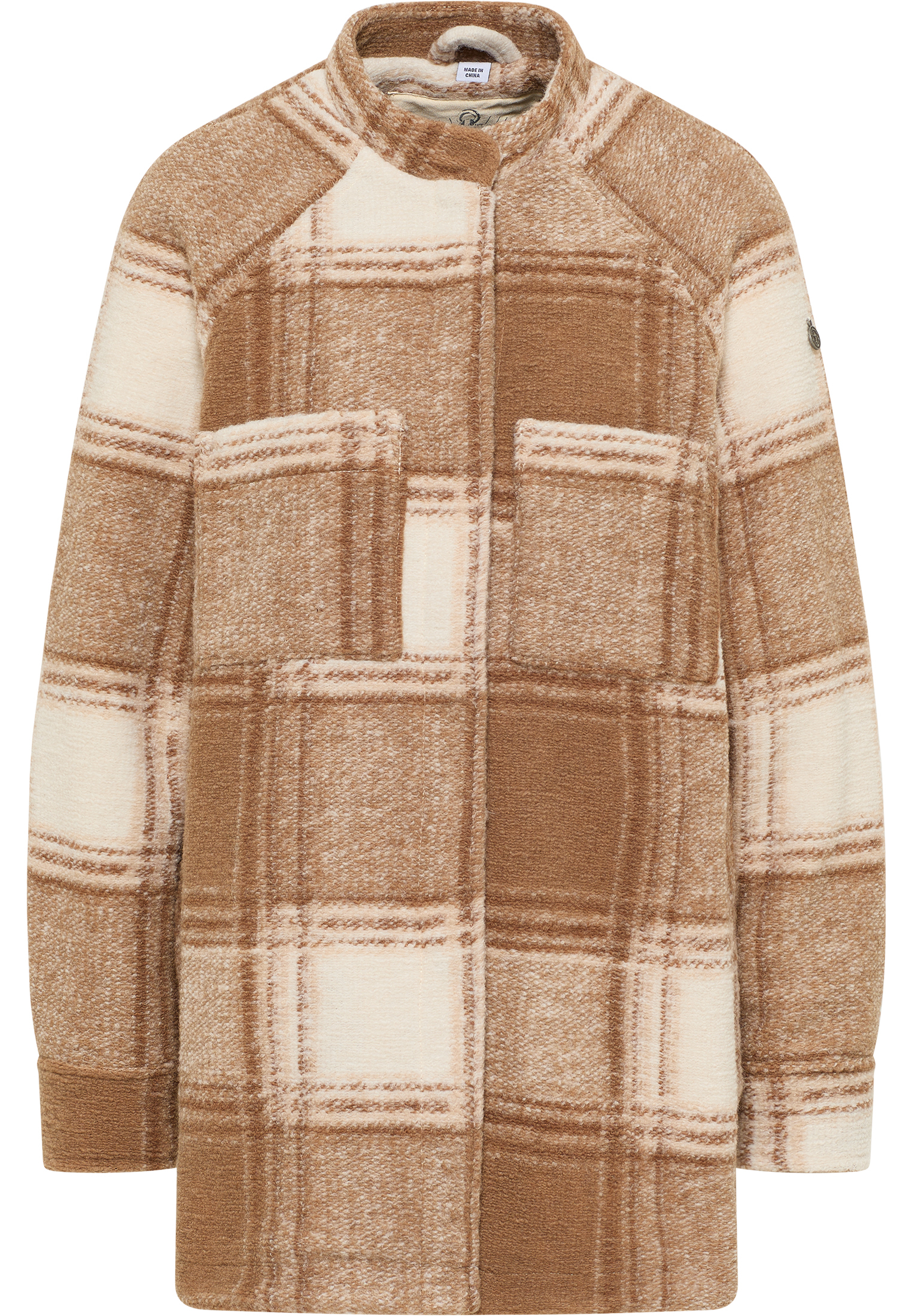 Dreimaster Übergangsjacke aus Wollgemisch Damen Kariert Beige Braun