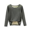 Mepaouo Long Sleeve Thermal Shirts for Women Soft Fleece Lined Crew Neck Baselayer Tops