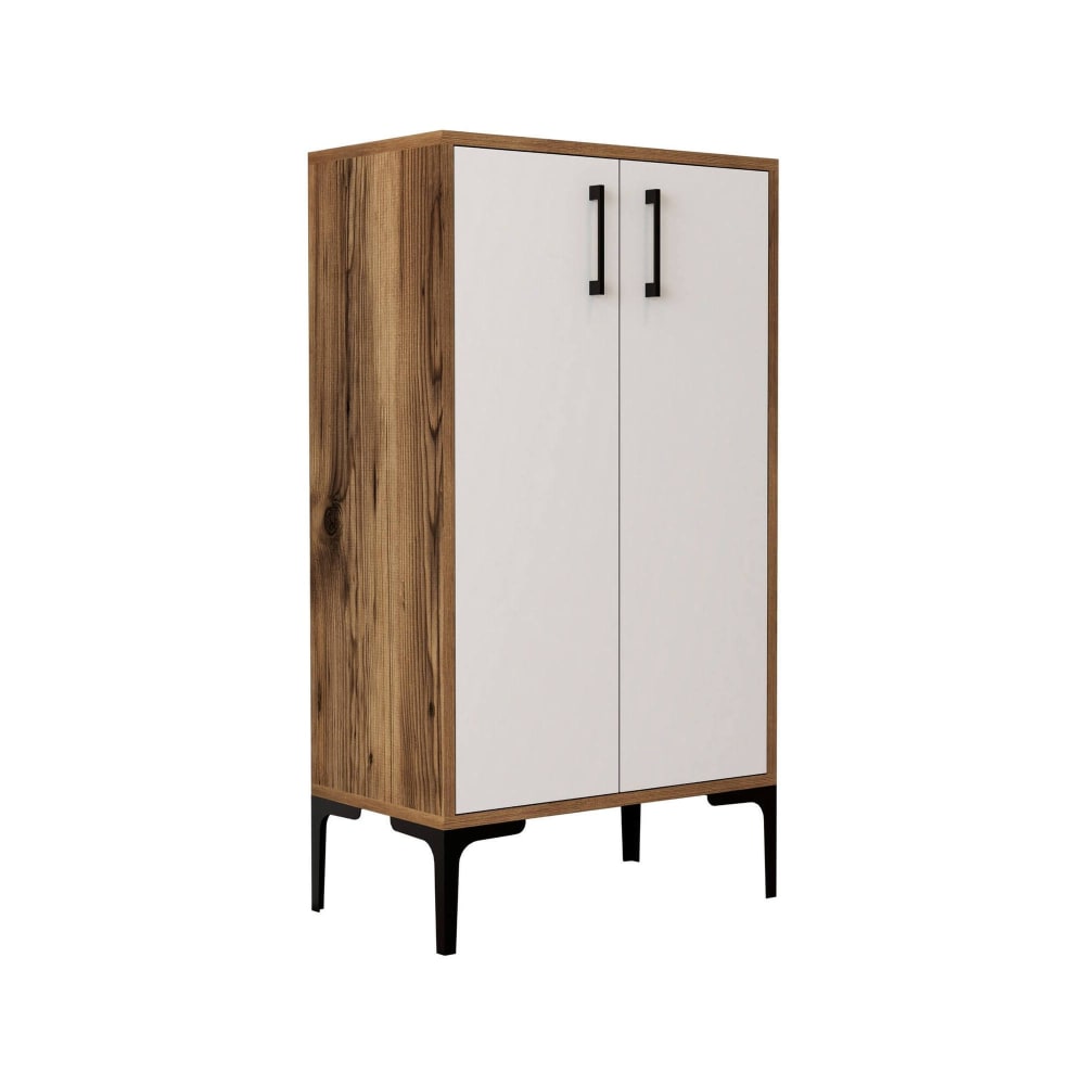 Meuble à chaussures effet bois beige, blanc 60x35 cm