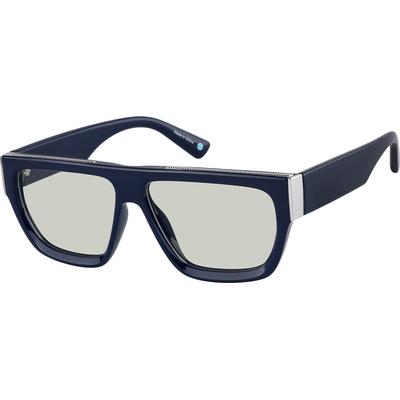 Zenni Men's Square Rx Sunglasses Blue Plastic Full Rim Frame