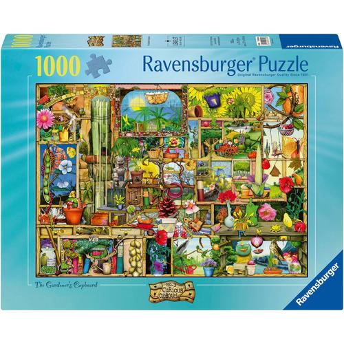 Puzzle RAVENSBURGER ""Colin Thompson, CuRios CupBoards, Grandioses Gartenregal"" Puzzles bunt Kinder Made in Germany; FSC - schützt Wald weltweit