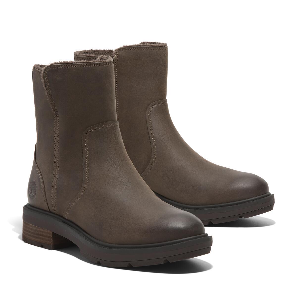 Winterstiefelette TIMBERLAND "BRIMFIELD MID WARM LINED BOOT", Damen, Gr. 42, braun (medium braun full grain), Leder, Schuhe, Winterstiefel, Winderboots, Winterschuhe, gefüttert