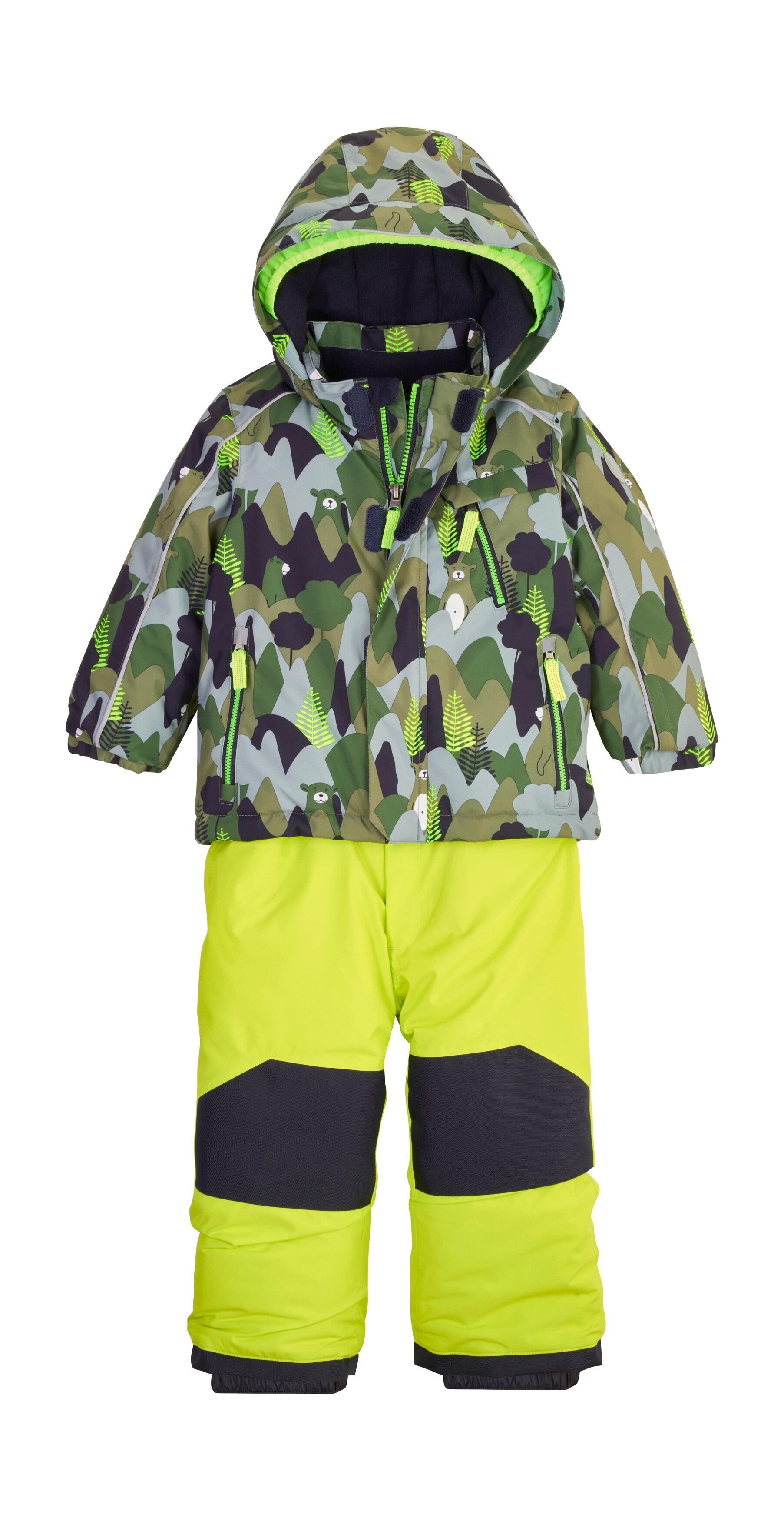 Skianzug "FISW 32 MNS JCKT AND PNTS", Jungen, Gr. 86/92, grün (olivgrün), Obermaterial: 100% Polyester;Futter: 100% Polyester;Füllung: 100% Polyester, FIRST INSTINCT BY KILLTEC, Sportanzüge Skianzug, 3-in-1 Skioverall, Camouflage, reflektierend,...